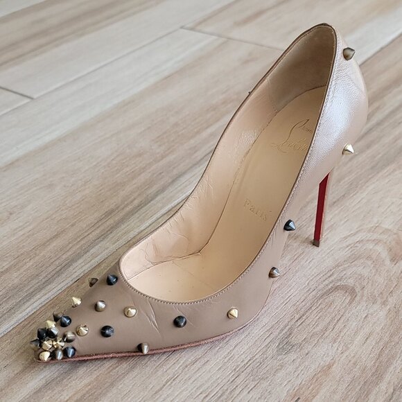 Christian Louboutin Degraspike Beige Leather Studded Shoes Eur. 36 - Picture 5 of 13